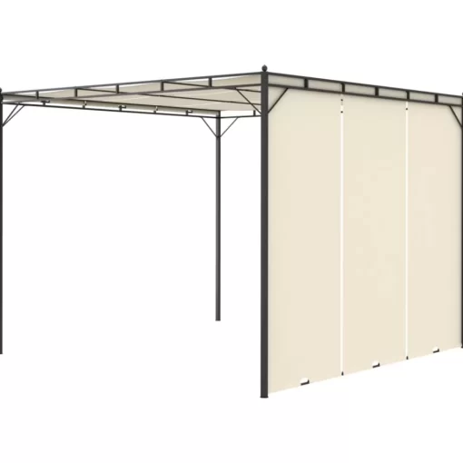 vidaXL Lawn & Garden* Garden Gazebo With Side Curtain 118.1"X118.1"X88.6" Cream