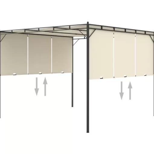 vidaXL Lawn & Garden* Garden Gazebo With Side Curtain 118.1"X118.1"X88.6" Cream