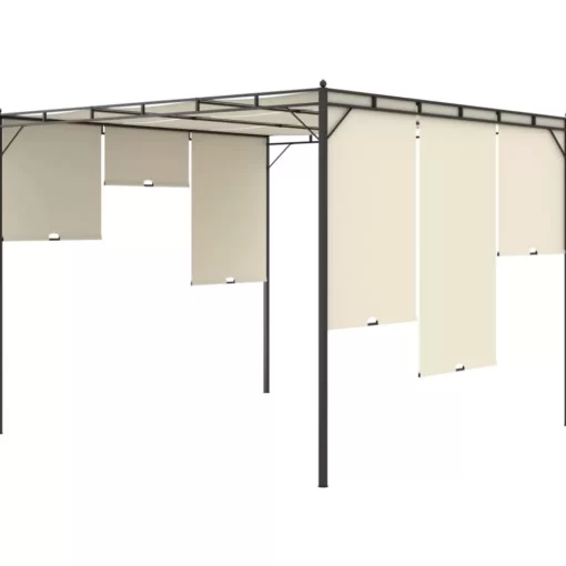 vidaXL Lawn & Garden* Garden Gazebo With Side Curtain 118.1"X118.1"X88.6" Cream