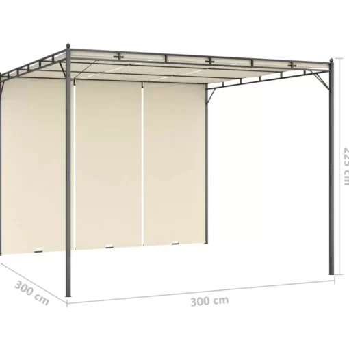 vidaXL Lawn & Garden* Garden Gazebo With Side Curtain 118.1"X118.1"X88.6" Cream