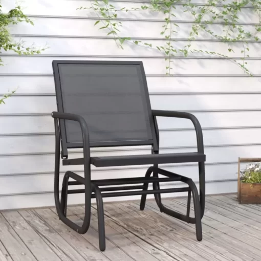 vidaXL Lawn & Garden* Garden Glider Chair Black 24"X29.9"X34.3" Textilene&Steel