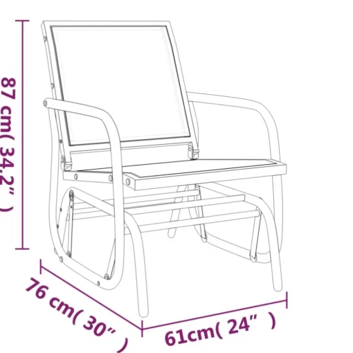 vidaXL Lawn & Garden* Garden Glider Chair Black 24"X29.9"X34.3" Textilene&Steel