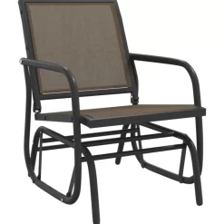 vidaXL Lawn & Garden* Garden Glider Chair Brown 24"X29.9"X34.3" Textilene&Steel