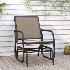 vidaXL Lawn & Garden* Garden Glider Chair Brown 24"X29.9"X34.3" Textilene&Steel