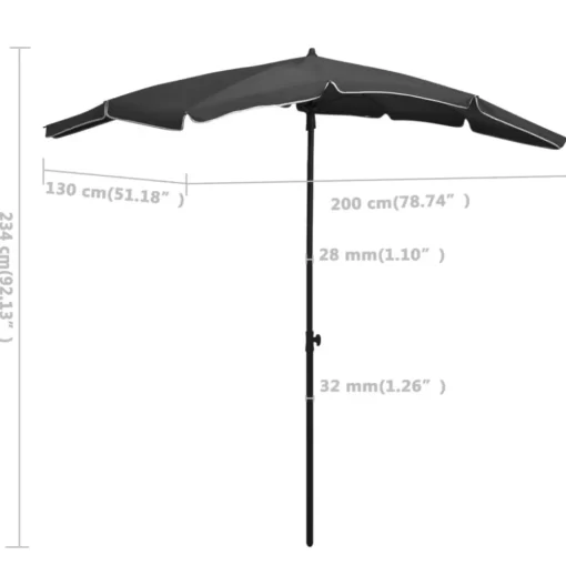 vidaXL Lawn & Garden* Garden Parasol With Pole 78.7"X51.2" Anthracite