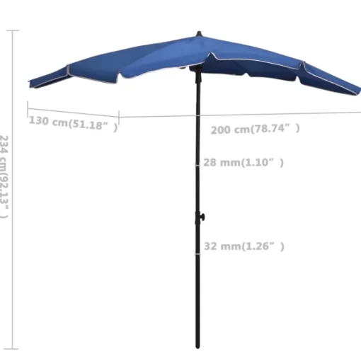 vidaXL Lawn & Garden* Garden Parasol With Pole 78.7"X51.2" Azure Blue