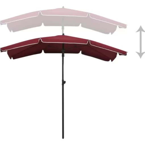 vidaXL Lawn & Garden* Garden Parasol With Pole 78.7"X51.2" Bordeaux Red