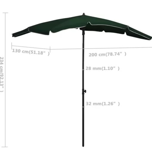 vidaXL Lawn & Garden* Garden Parasol With Pole 78.7"X51.2" Green