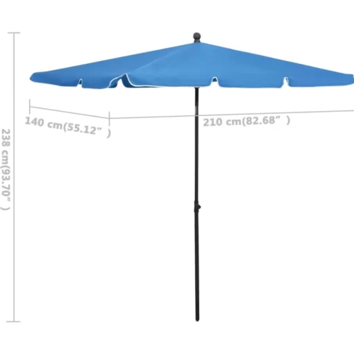 vidaXL Lawn & Garden* Garden Parasol With Pole 82.7"X55.1" Azure Blue