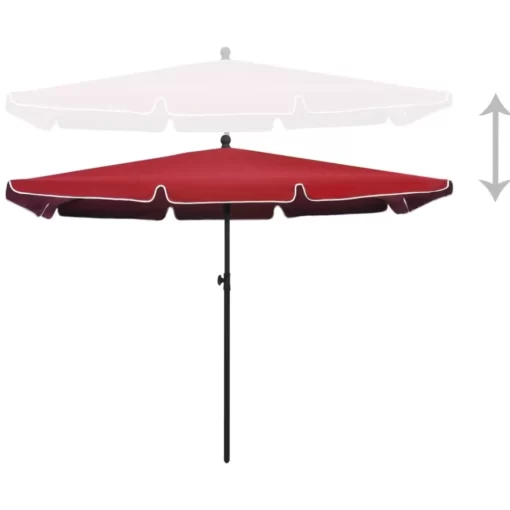 vidaXL Lawn & Garden* Garden Parasol With Pole 82.7"X55.1" Bordeaux Red