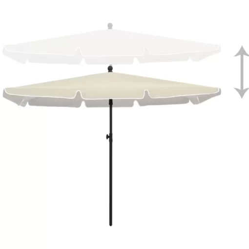 vidaXL Lawn & Garden* Garden Parasol With Pole 82.7"X55.1" Sand