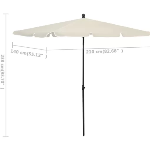 vidaXL Lawn & Garden* Garden Parasol With Pole 82.7"X55.1" Sand