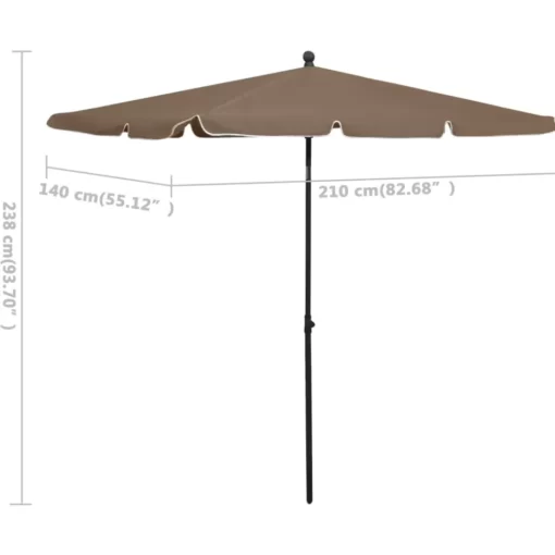 vidaXL Lawn & Garden* Garden Parasol With Pole 82.7"X55.1" Taupe