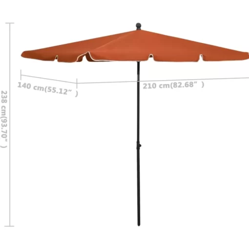 vidaXL Lawn & Garden* Garden Parasol With Pole 82.7"X55.1" Terracotta