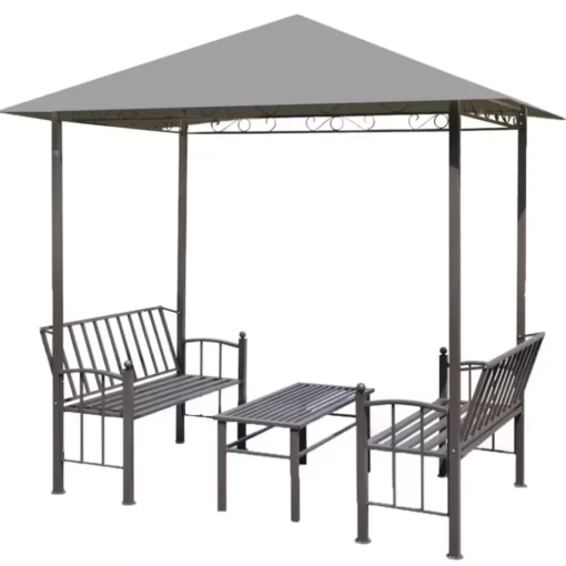 vidaXL Lawn & Garden* Garden Pavilion With Table And Benches 8.2'X4.9'X7.8' Anthracite