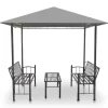 vidaXL Lawn & Garden* Garden Pavilion With Table And Benches 8.2'X4.9'X7.8' Anthracite