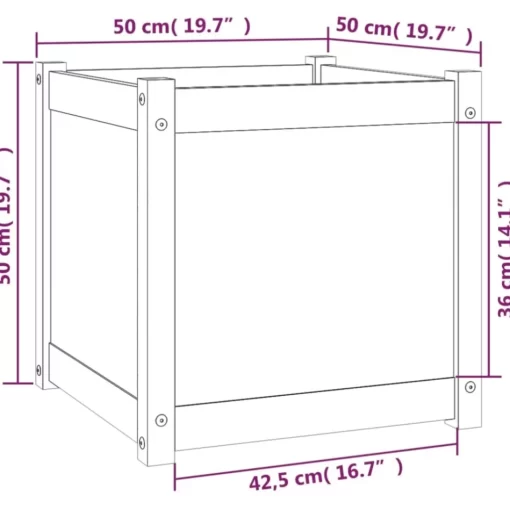 vidaXL Lawn & Garden* Garden Planter 19.7"X19.7"X19.7" Solid Wood Pine