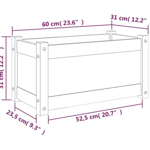 vidaXL Lawn & Garden* Garden Planter 23.6"X12.2"X12.2" Solid Wood Pine