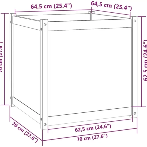 vidaXL Lawn & Garden* Garden Planter 27.6"X27.6"X27.6" Solid Wood Pine