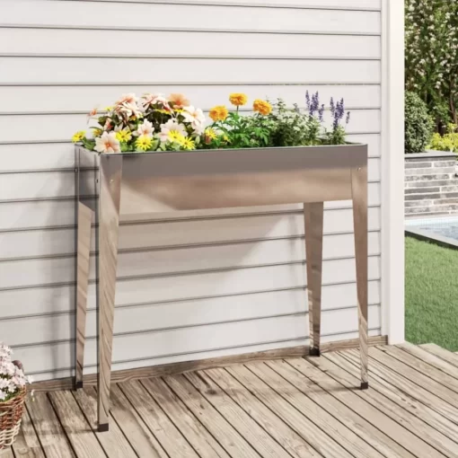 vidaXL Lawn & Garden* Garden Planter 39.6"X15.9"X35.4" Galvanized Steel