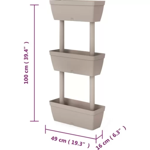 vidaXL Lawn & Garden* Garden Planter 3 Pcs 39.4" Taupe