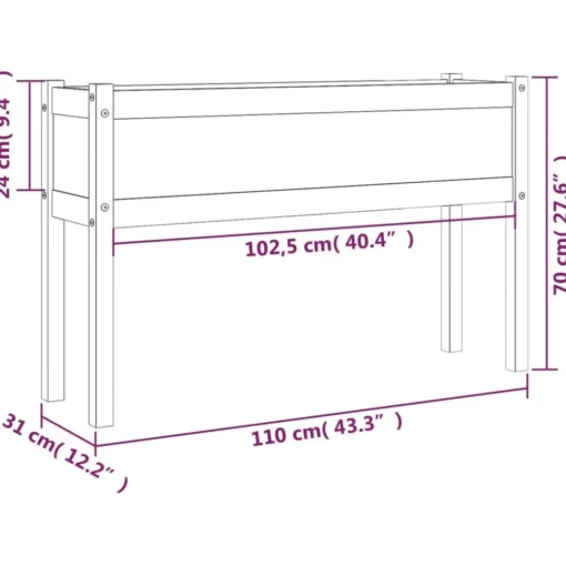 vidaXL Lawn & Garden* Garden Planter 43.3"X12.2"X27.6" Solid Wood Pine