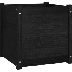 vidaXL Lawn & Garden* Garden Planter Black 19.7"X19.7"X19.7" Solid Wood Pine