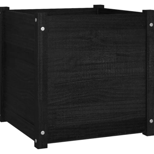 vidaXL Lawn & Garden* Garden Planter Black 19.7"X19.7"X19.7" Solid Wood Pine