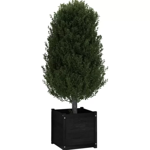 vidaXL Lawn & Garden* Garden Planter Black 19.7"X19.7"X19.7" Solid Wood Pine