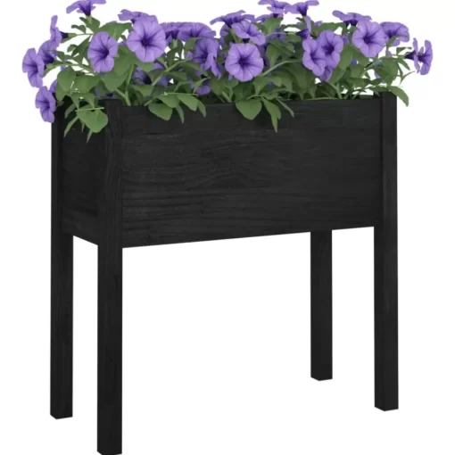 vidaXL Lawn & Garden* Garden Planter Black 27.6"X12.2"X27.6" Solid Wood Pine