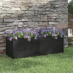 vidaXL Lawn & Garden* Garden Planter Black 59.1"X19.7"X19.7" Solid Wood Pine