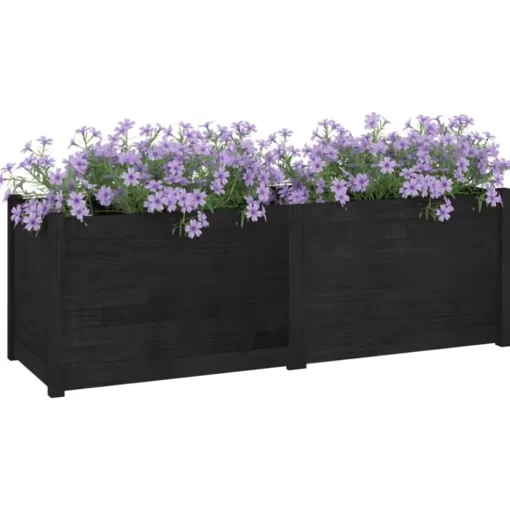 vidaXL Lawn & Garden* Garden Planter Black 59.1"X19.7"X19.7" Solid Wood Pine