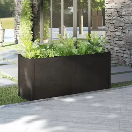 vidaXL Lawn & Garden* Garden Planter Black 59.1"X19.7"X27.6" Solid Wood Pine