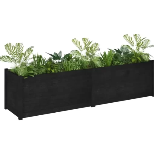 vidaXL Lawn & Garden* Garden Planter Black 78.7"X19.7"X19.7" Solid Wood Pine