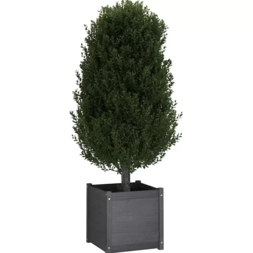 vidaXL Lawn & Garden* Garden Planter Gray 19.7"X19.7"X19.7" Solid Wood Pine