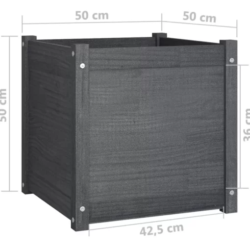 vidaXL Lawn & Garden* Garden Planter Gray 19.7"X19.7"X19.7" Solid Wood Pine