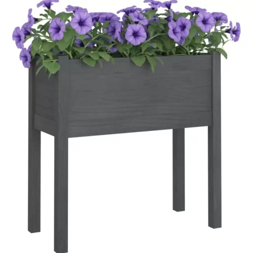 vidaXL Lawn & Garden* Garden Planter Gray 27.6"X12.2"X27.6" Solid Wood Pine