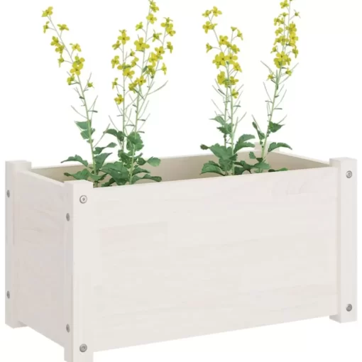 vidaXL Lawn & Garden* Garden Planter White 23.6"X12.2"X12.2" Solid Wood Pine