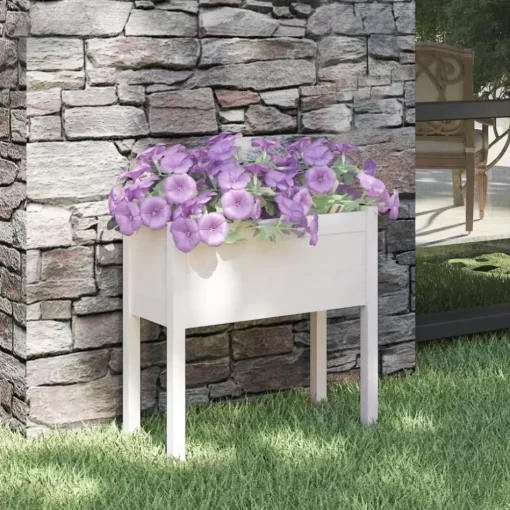 vidaXL Lawn & Garden* Garden Planter White 27.6"X12.2"X27.6" Solid Wood Pine