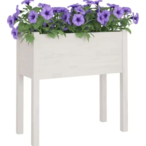 vidaXL Lawn & Garden* Garden Planter White 27.6"X12.2"X27.6" Solid Wood Pine