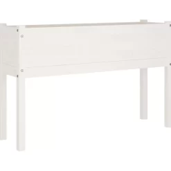 vidaXL Lawn & Garden* Garden Planter White 43.3"X12.2"X27.6" Solid Wood Pine