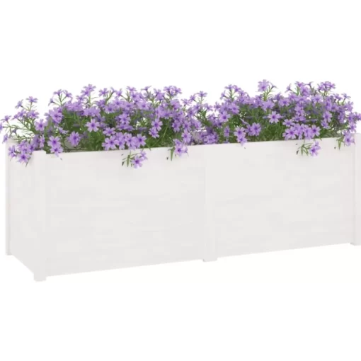 vidaXL Lawn & Garden* Garden Planter White 59.1"X19.7"X19.7" Solid Wood Pine