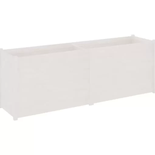 vidaXL Lawn & Garden* Garden Planter White 78.7"X19.7"X27.6" Solid Wood Pine