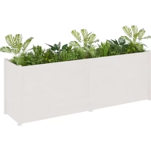 vidaXL Lawn & Garden* Garden Planter White 78.7"X19.7"X27.6" Solid Wood Pine