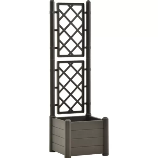 vidaXL Lawn & Garden* Garden Planter With Trellis 16.9"X16.9"X55.9" Pp Anthracite