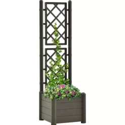 vidaXL Lawn & Garden* Garden Planter With Trellis 16.9"X16.9"X55.9" Pp Anthracite