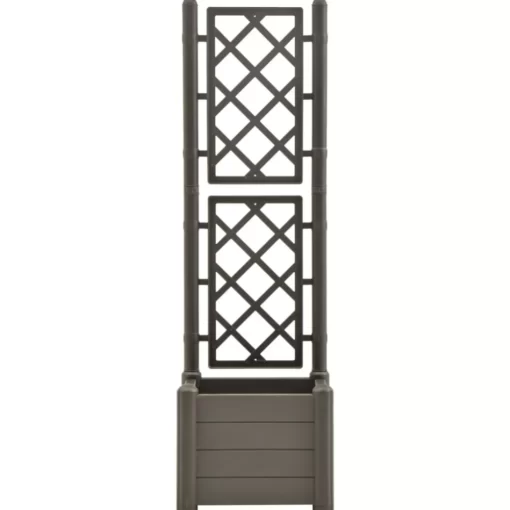 vidaXL Lawn & Garden* Garden Planter With Trellis 16.9"X16.9"X55.9" Pp Anthracite