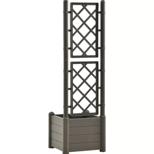 vidaXL Lawn & Garden* Garden Planter With Trellis 16.9"X16.9"X55.9" Pp Anthracite