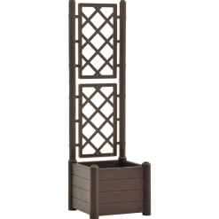 vidaXL Lawn & Garden* Garden Planter With Trellis 16.9"X16.9"X55.9" Pp Mocha