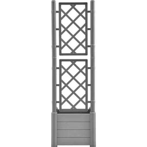 vidaXL Lawn & Garden* Garden Planter With Trellis 16.9"X16.9"X55.9" Pp Stone Gray